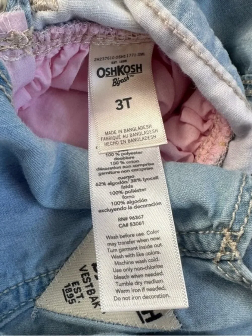 Oshkosh B'Gosh | Pink Denim Floral Skirtall | Size 3T
